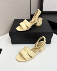 Chanel Quilted Block Heel Sandals