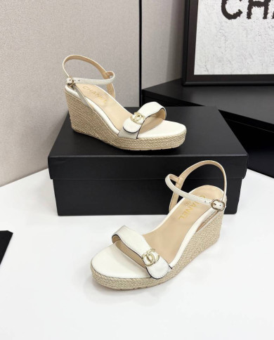 Chanel Espadrille Wedge Sandals