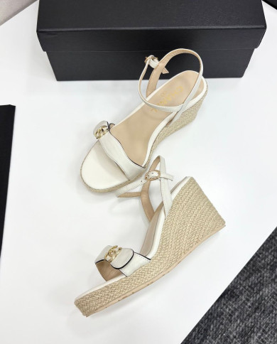 Chanel Espadrille Wedge Sandals