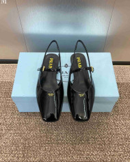 Prada Patent Leather Square Toe Mary Jane Flats