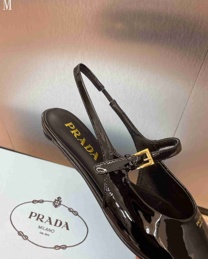 Prada Patent Leather Square Toe Mary Jane Flats