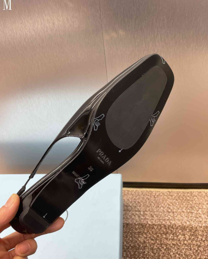 Prada Patent Leather Square Toe Mary Jane Flats