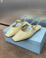 Prada Patent Leather Square Toe Mary Jane Flats