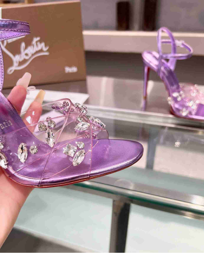 Christian Louboutin Women's PVC Rhinestone Stiletto Sandals