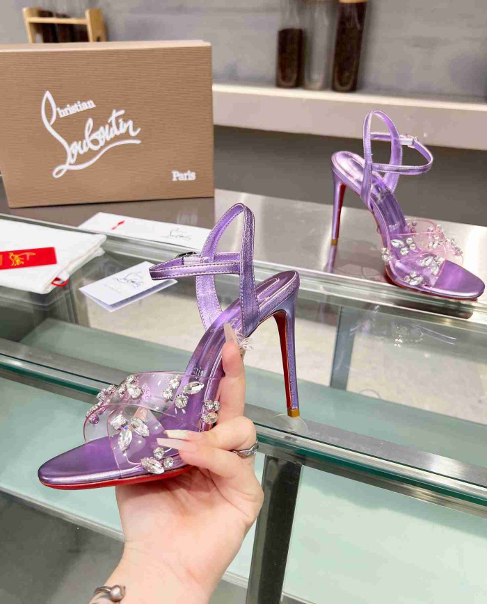 Christian Louboutin Women's PVC Rhinestone Stiletto Sandals