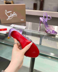 Christian Louboutin Women's PVC Rhinestone Stiletto Sandals