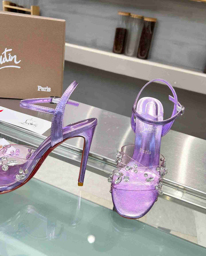 Christian Louboutin Women's PVC Rhinestone Stiletto Sandals