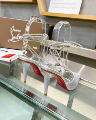 Christian Louboutin Women's Rhinestone Pointed Toe Lace-Up Heels