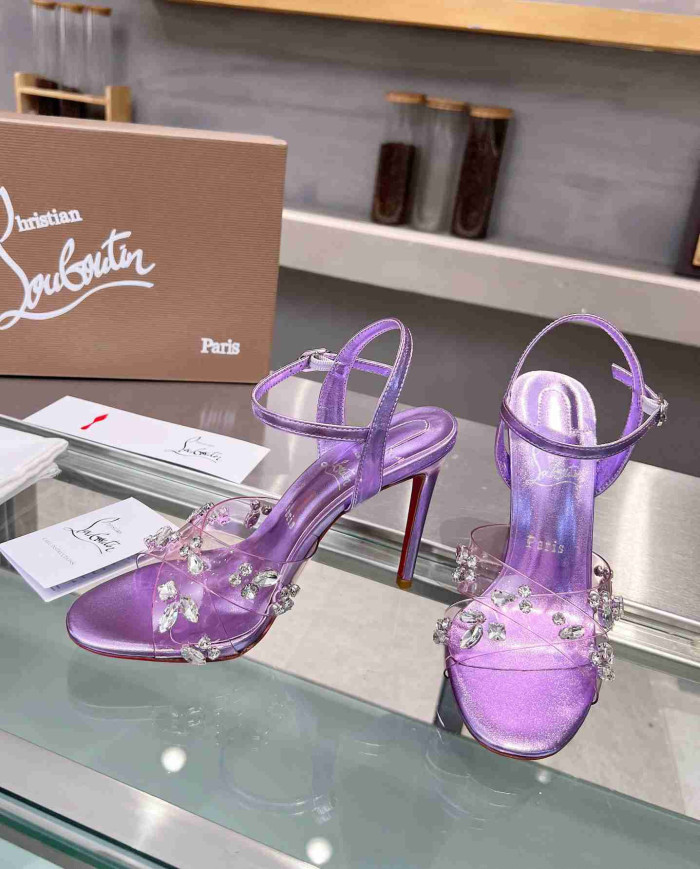 Christian Louboutin Women's PVC Rhinestone Stiletto Sandals