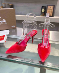 Christian Louboutin Women's Rhinestone Pointed Toe Lace-Up Heels