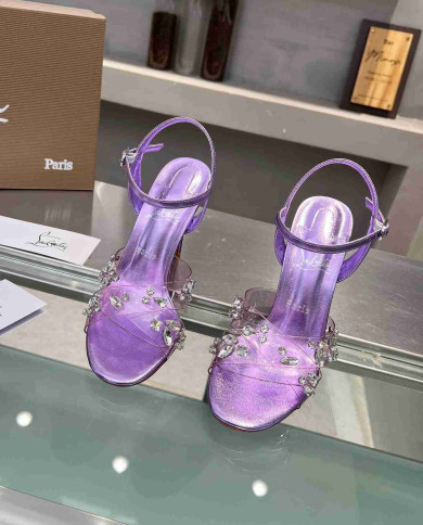 Christian Louboutin Women's PVC Rhinestone Stiletto Sandals