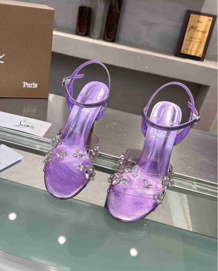 Christian Louboutin Women's PVC Rhinestone Stiletto Sandals