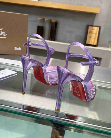 Christian Louboutin Women's PVC Rhinestone Stiletto Sandals