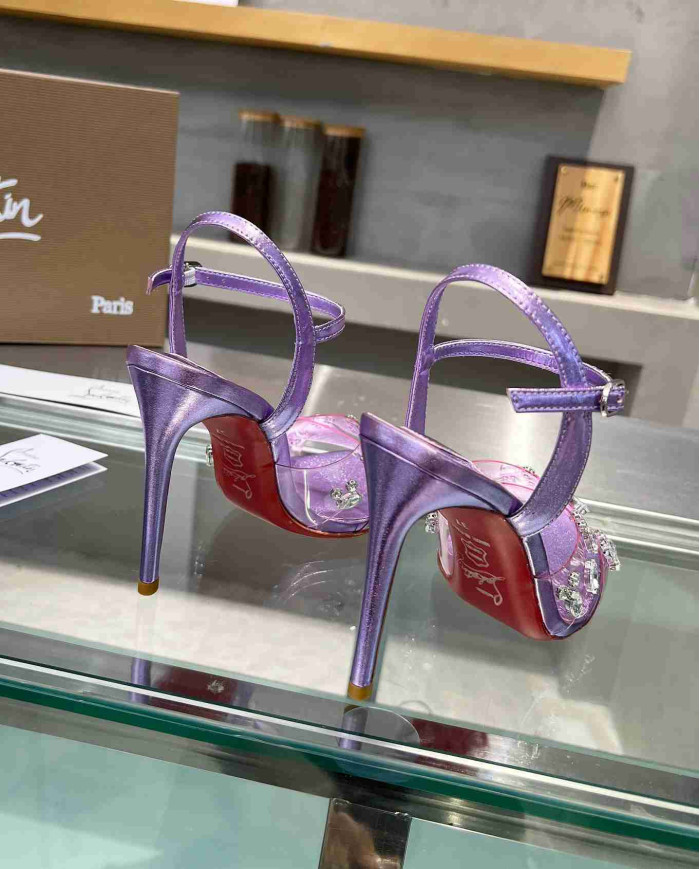 Christian Louboutin Women's PVC Rhinestone Stiletto Sandals