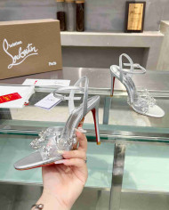 Christian Louboutin Women's PVC Rhinestone Stiletto Sandals