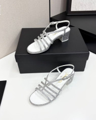 Chanel Women's Glitter Low Heel Strappy Sandals