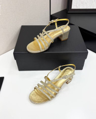 Chanel Women's Glitter Low Heel Strappy Sandals