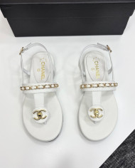 Chanel Chain Double C Logo Flat Sandals