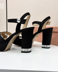 Miu Miu Rhinestone Buckle Chunky Heel Platform Sandals