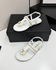 Chanel Chain Double C Logo Flat Sandals