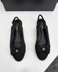 Chanel Double C Logo Bow Slingback Flats