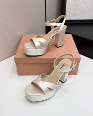 Miu Miu Rhinestone Buckle Chunky Heel Platform Sandals