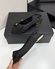 Chanel Double C Logo Bow Slingback Flats