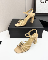 Chanel Double C Logo Chunky Heel High Sandals