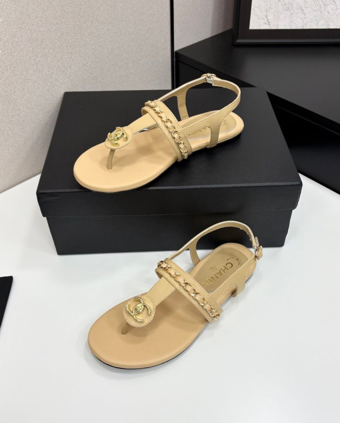 Chanel Chain Double C Logo Flat Sandals