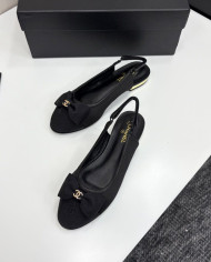 Chanel Double C Logo Bow Slingback Flats