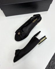 Chanel Double C Logo Bow Slingback Flats