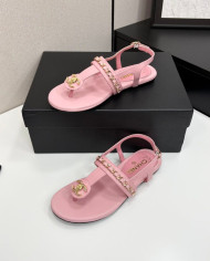 Chanel Chain Double C Logo Flat Sandals