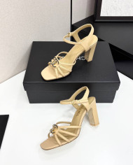 Chanel Double C Logo Chunky Heel High Sandals