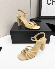 Chanel Double C Logo Chunky Heel High Sandals