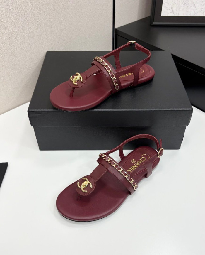 Chanel Chain Double C Logo Flat Sandals