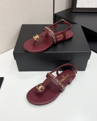 Chanel Chain Double C Logo Flat Sandals