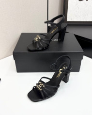 Chanel Double C Logo Chunky Heel High Sandals