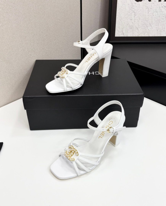 Chanel Double C Logo Chunky Heel High Sandals