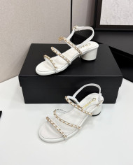 Chanel Chain Multi Strap Block Heel Sandals