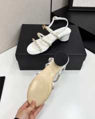 Chanel Chain Multi Strap Block Heel Sandals