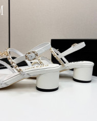 Chanel Chain Multi Strap Block Heel Sandals