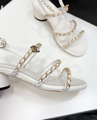 Chanel Chain Multi Strap Block Heel Sandals