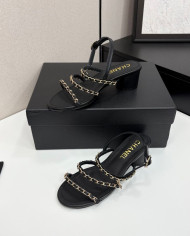 Chanel Chain Multi Strap Block Heel Sandals