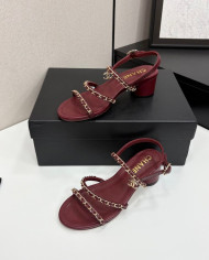 Chanel Chain Multi Strap Block Heel Sandals