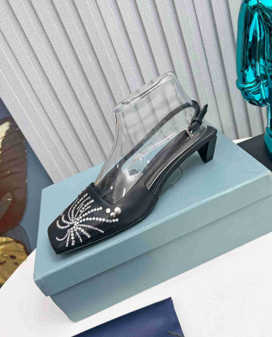 Prada Studded Square Toe Slingback shoes