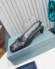 Prada Studded Square Toe Slingback shoes