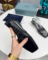 Prada Studded Square Toe Slingback shoes