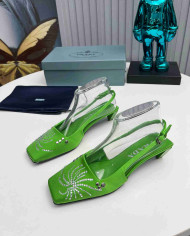 Prada Studded Square Toe Slingback shoes