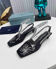 Prada Studded Square Toe Slingback shoes