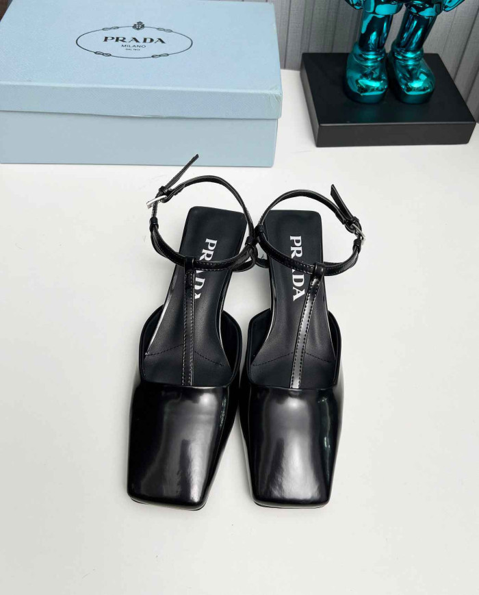 Prada Women's Square Toe T Strap shoes